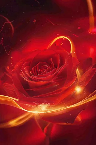 红色玫瑰花鲜花光线插画背景