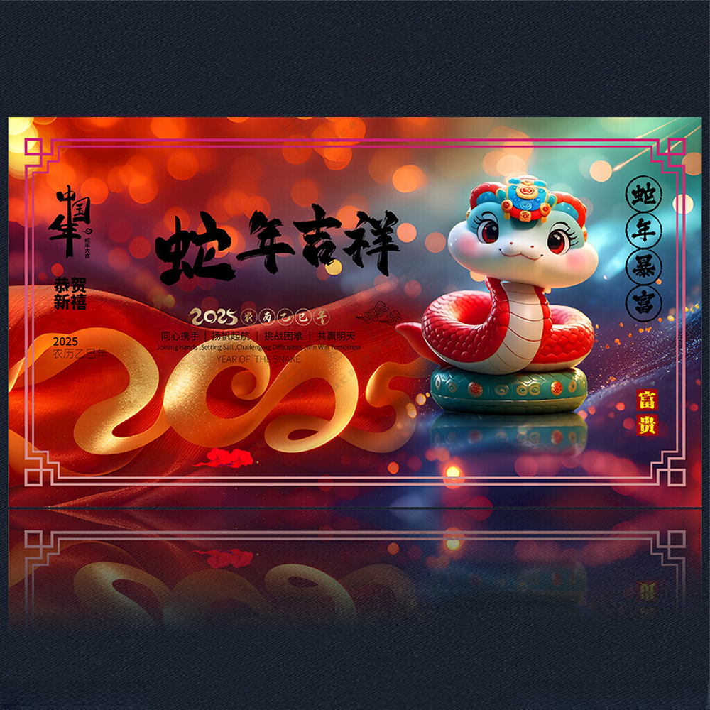 2025新年蛇年蛇年背景海报