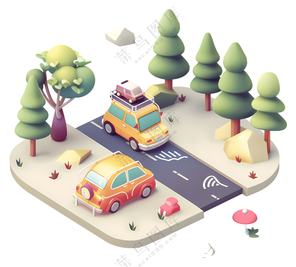 迷你3D风汽车景观
