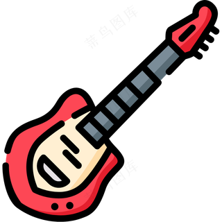 贝司 线性彩色乐器图标
