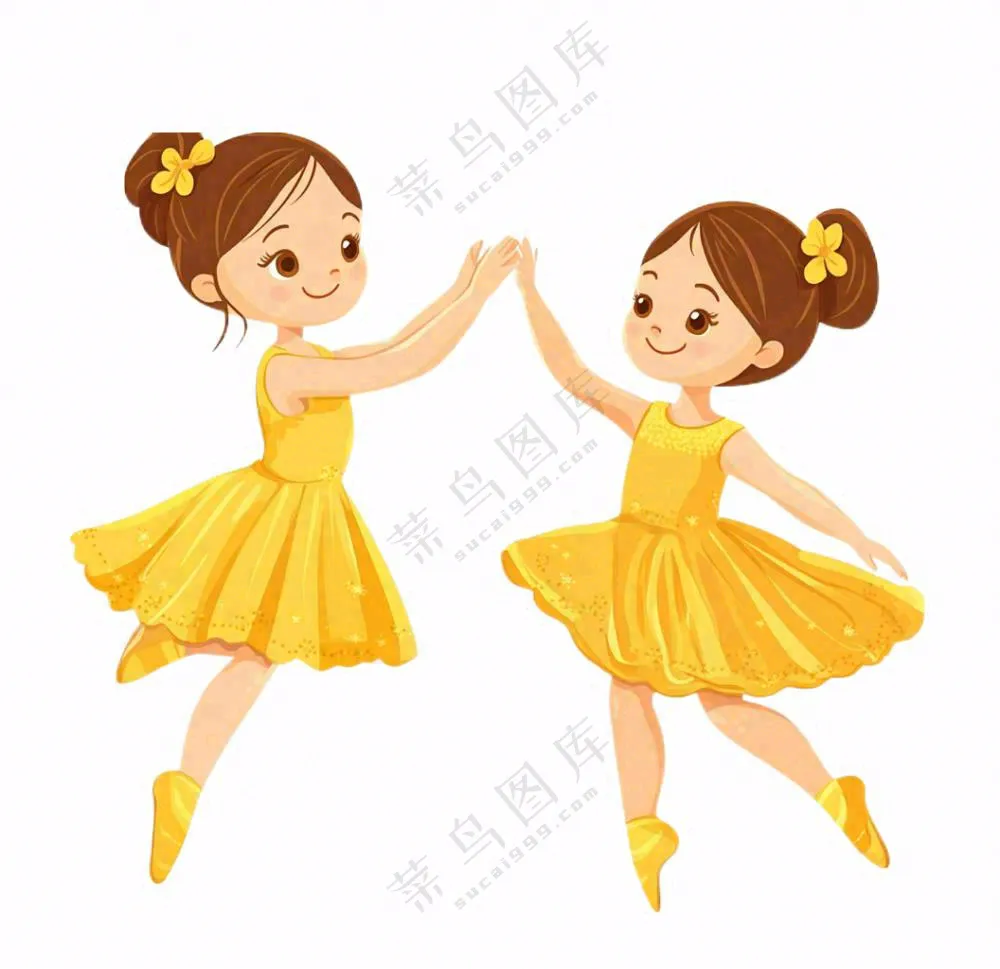 跳舞的女孩芭蕾舞舞蹈卡通插画免抠