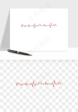 手绘心电图爱心线条png免抠