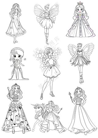 幼儿园芭比娃娃简笔画素材大合集