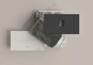 黑白商务名片卡片样机烫金效果模板-2