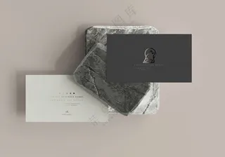 黑白商务名片卡片样机烫金效果模板-2