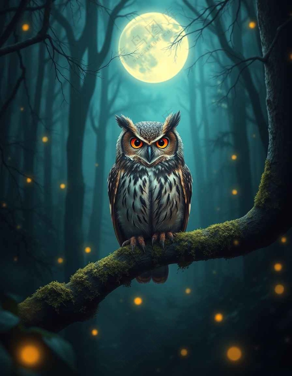 站在树枝上的猫头鹰