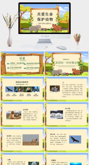 保护野生动物绿色环保PPT预览图