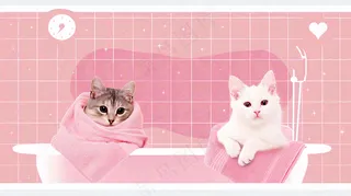 宠物美容院猫狗卡通插画背景