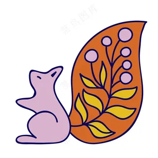 小松鼠 民族风装饰小元素