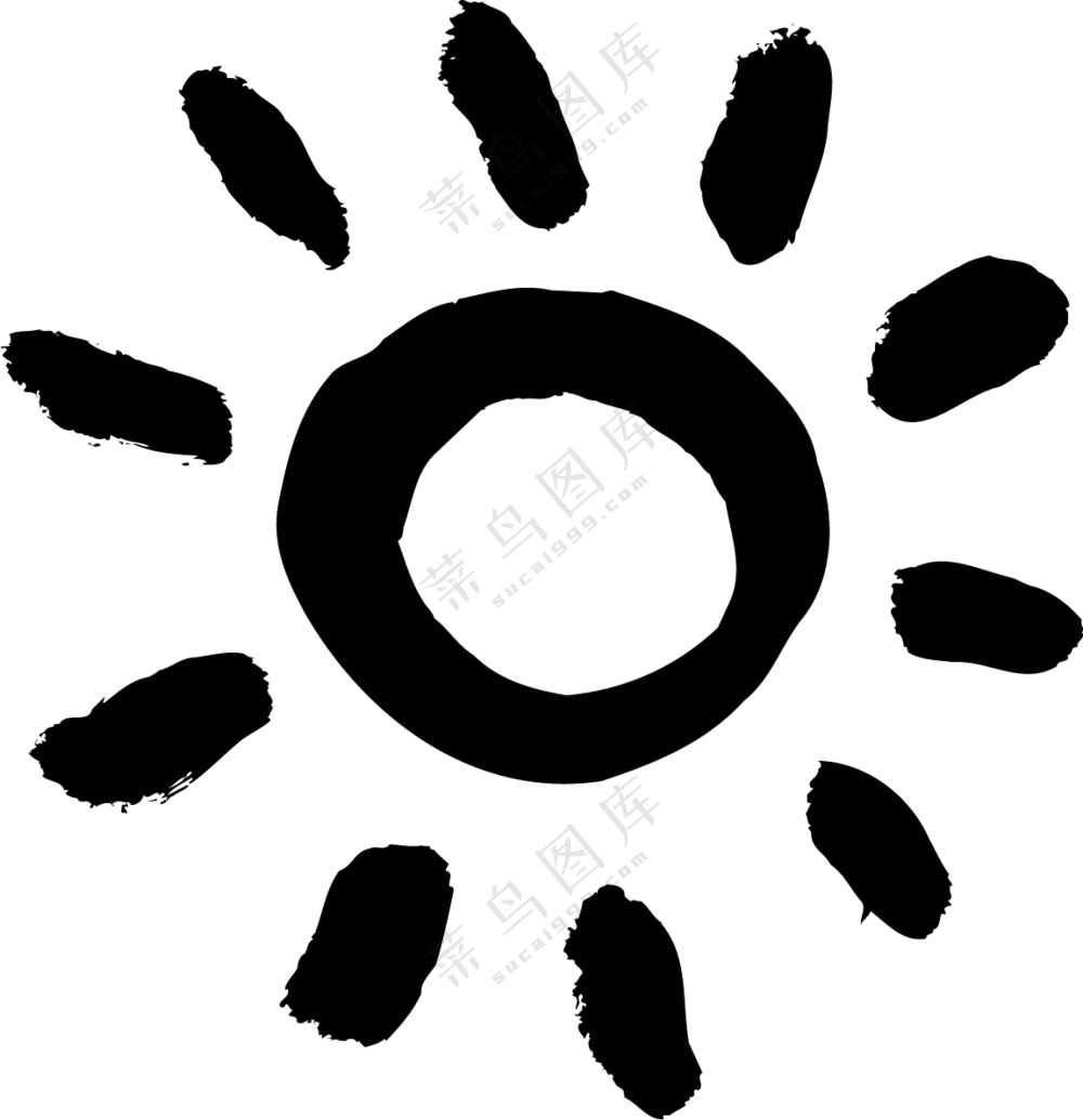 手绘水墨风的太阳图案PNG图片素材