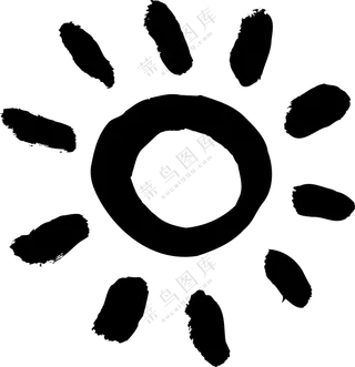 手绘水墨风的太阳图案PNG图片素材