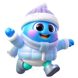 3D立体开心打招呼吉祥物