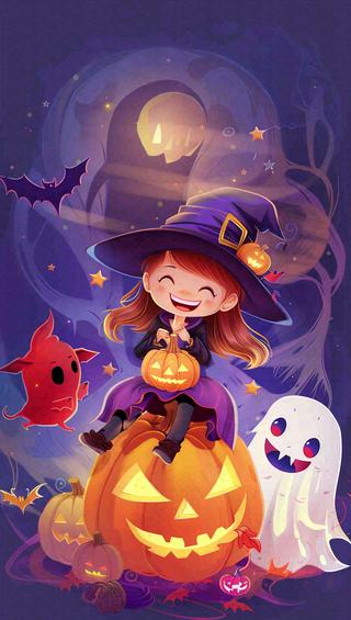 万圣节南瓜灯捣蛋恐怖背景