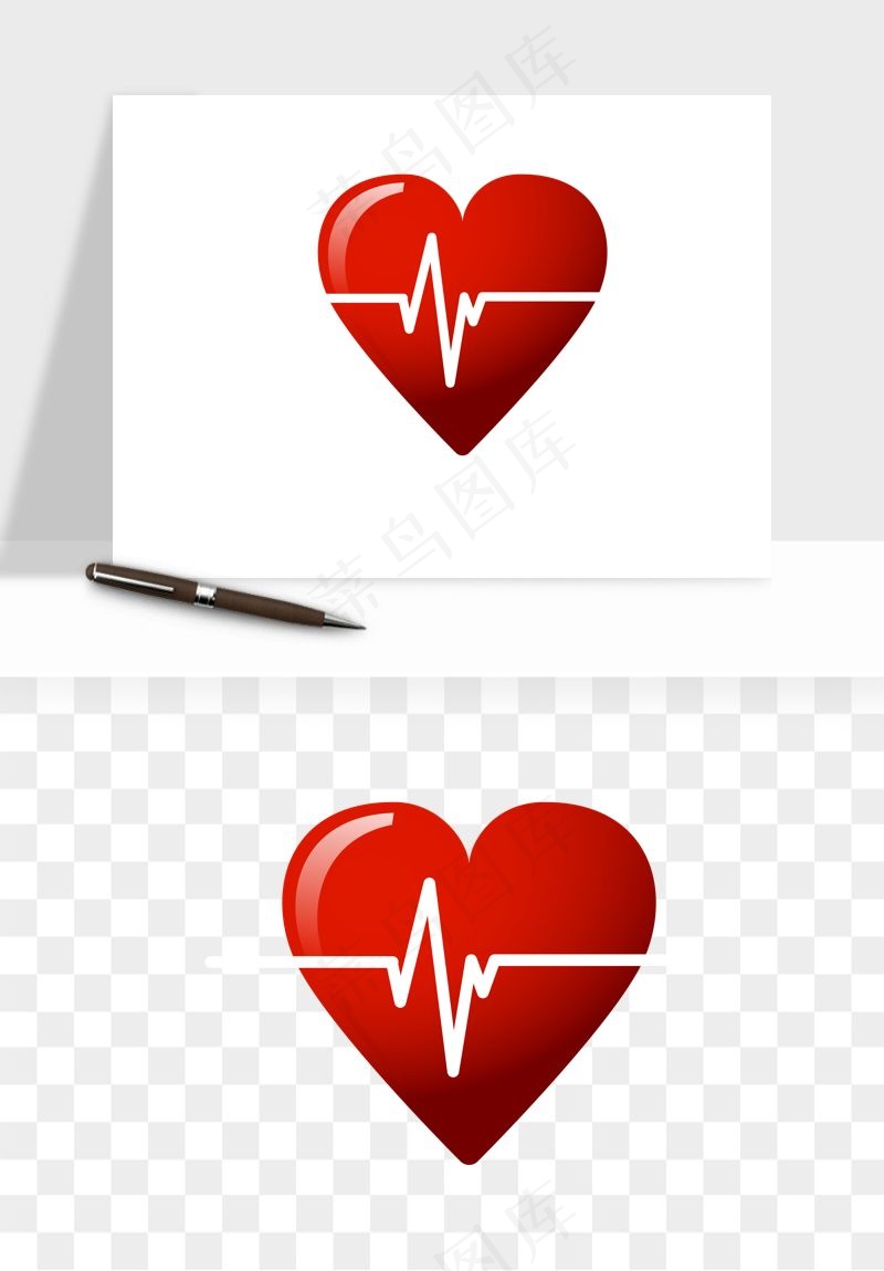 手绘心电图爱心线条png免抠