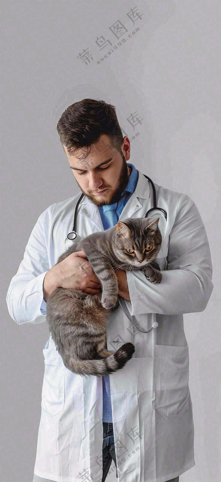 萌宠宠物医院医生抱着猫咪摄影图背景