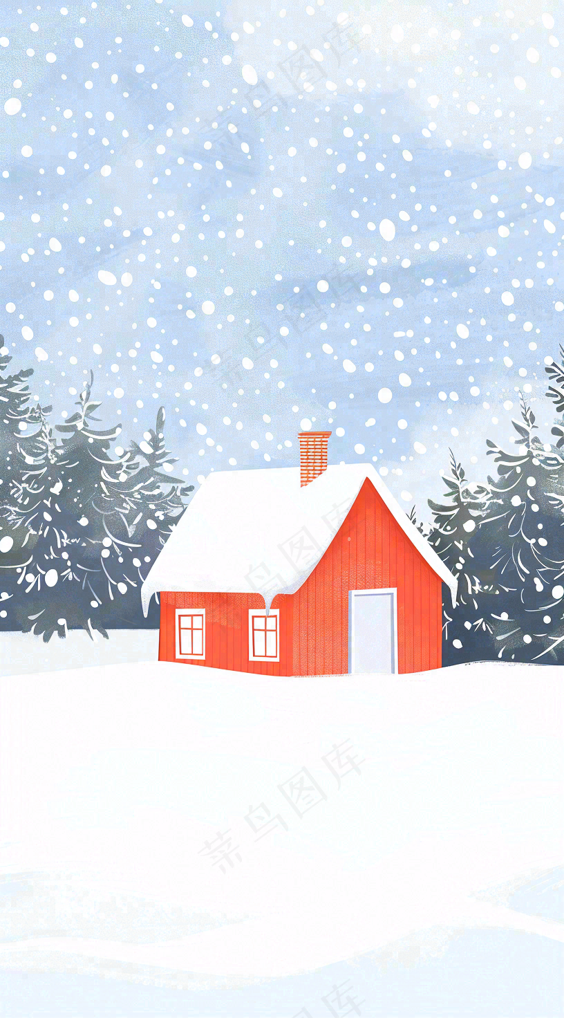 冬天白雪覆盖寒冷唯美雪景大寒插画背景