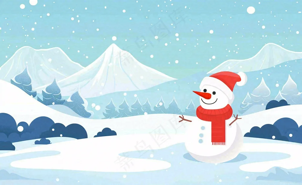 冬天白雪覆盖寒冷唯美雪景大寒插画背景