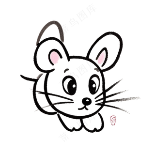 黑色简笔画免抠小老鼠