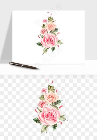 水彩复古花卉png免抠