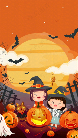 万圣节南瓜灯捣蛋恐怖背景
