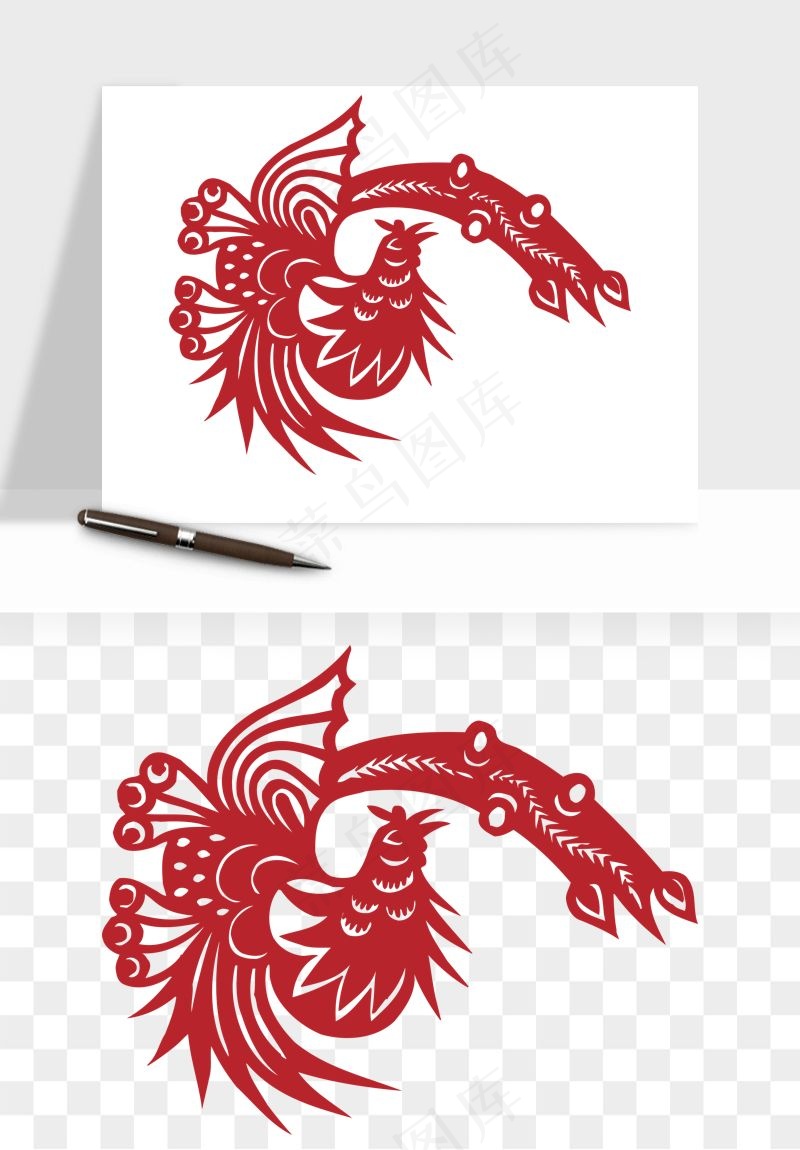 传统花鸟动物剪纸png免抠