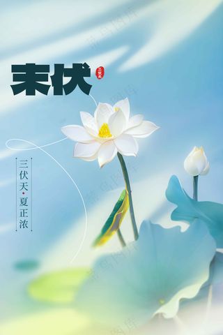 简约清新末伏节气传统海报