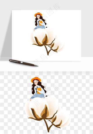 手绘节气人物插画png免抠