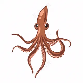 海洋动物章鱼墨鱼鱿鱼卡通插画免抠