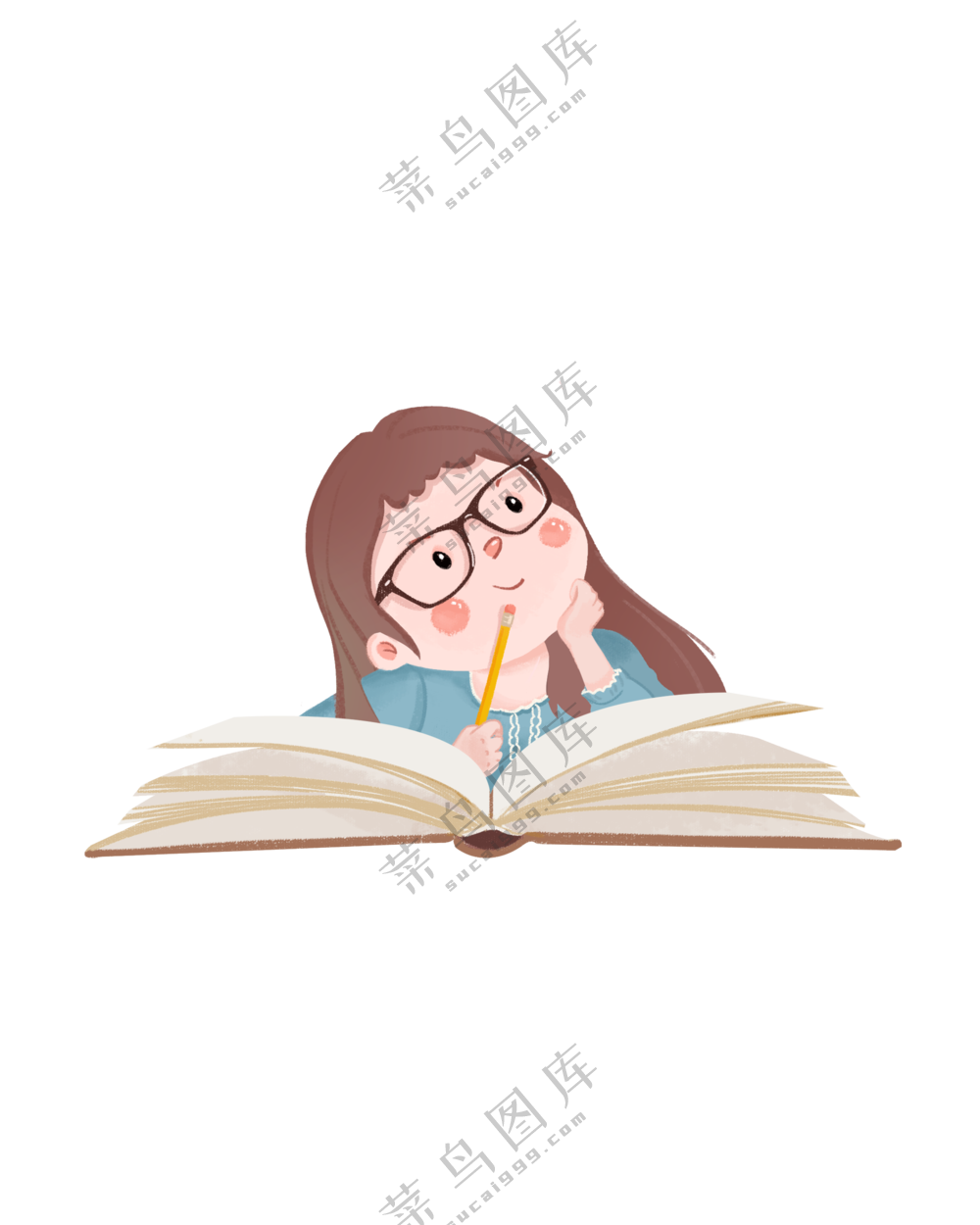 开学季女孩透明素材
