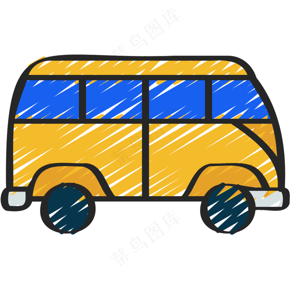 露营车 铅笔手绘图标 icon