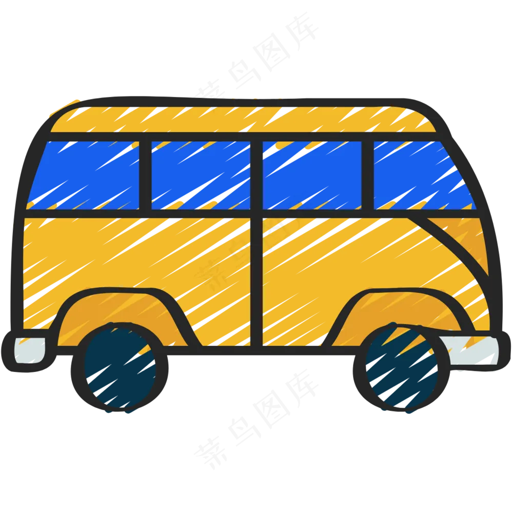 露营车 铅笔手绘图标 icon