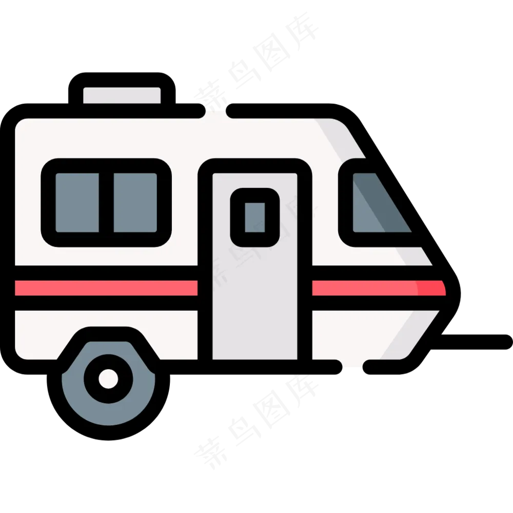 房车 caravan 线性彩色图标