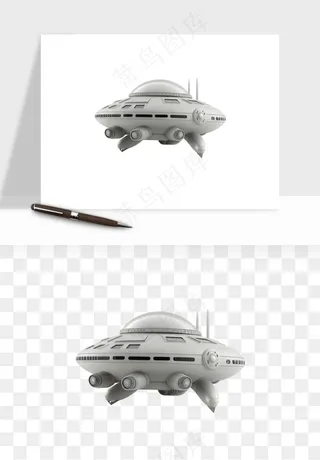 立体飞碟UFO外星人飞船png免抠