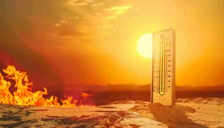 高温预警炎热背景