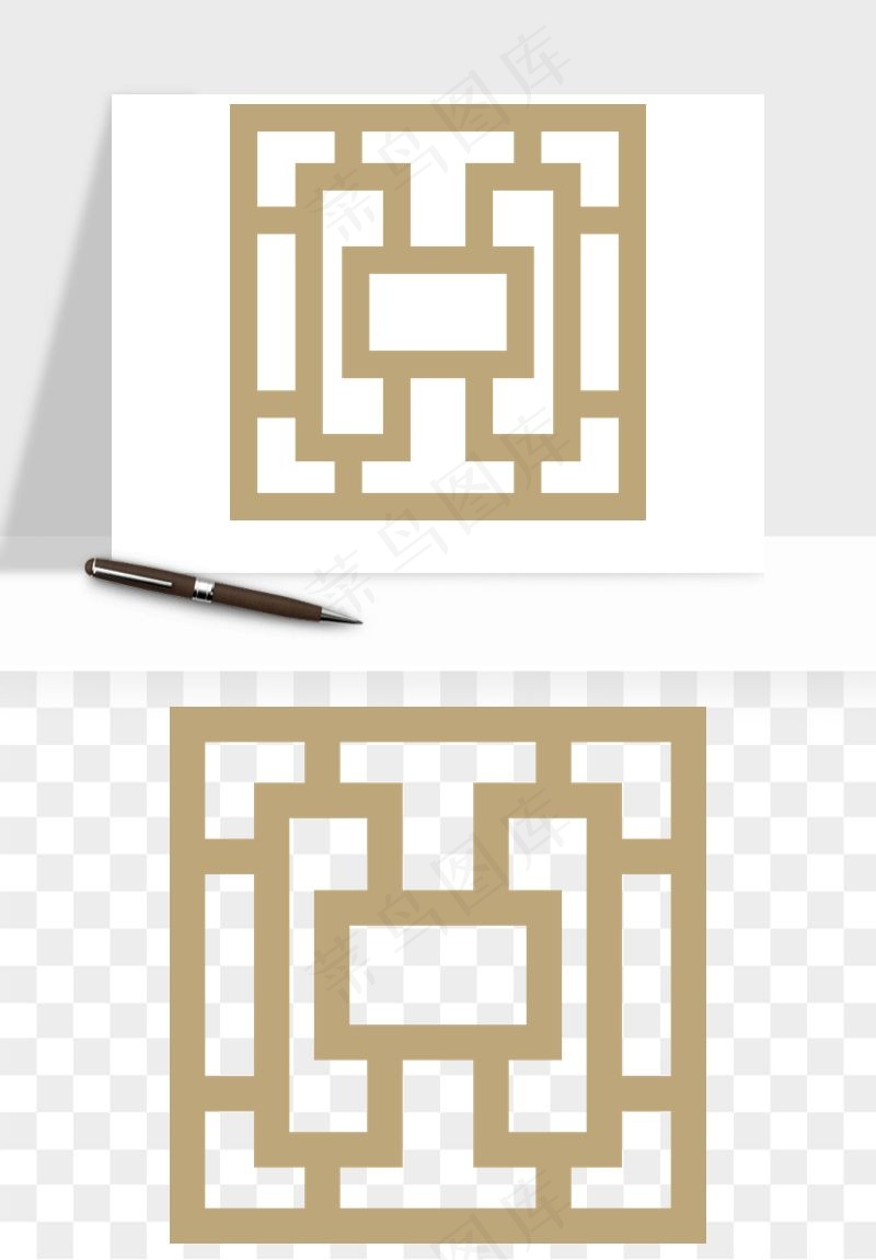 中式镂空古典图案png免抠