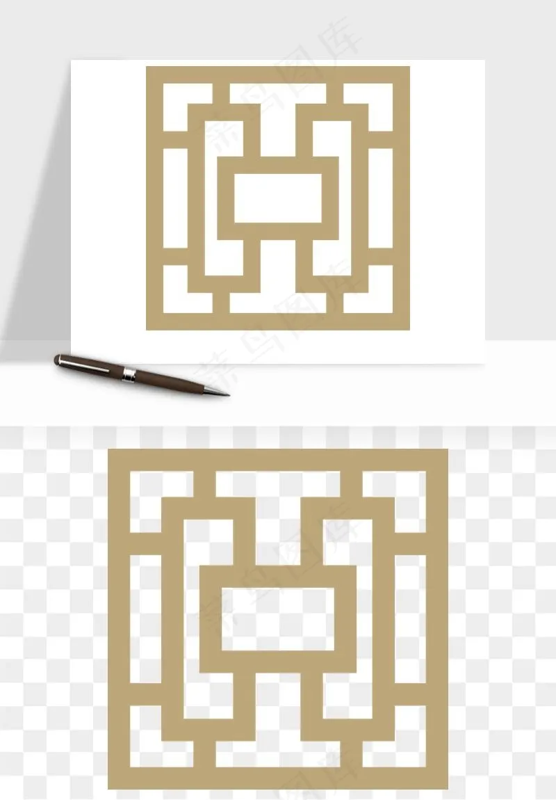 中式镂空古典图案png免抠