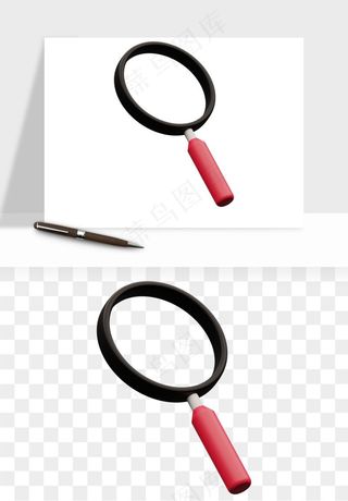 手绘放大镜镜片png免抠