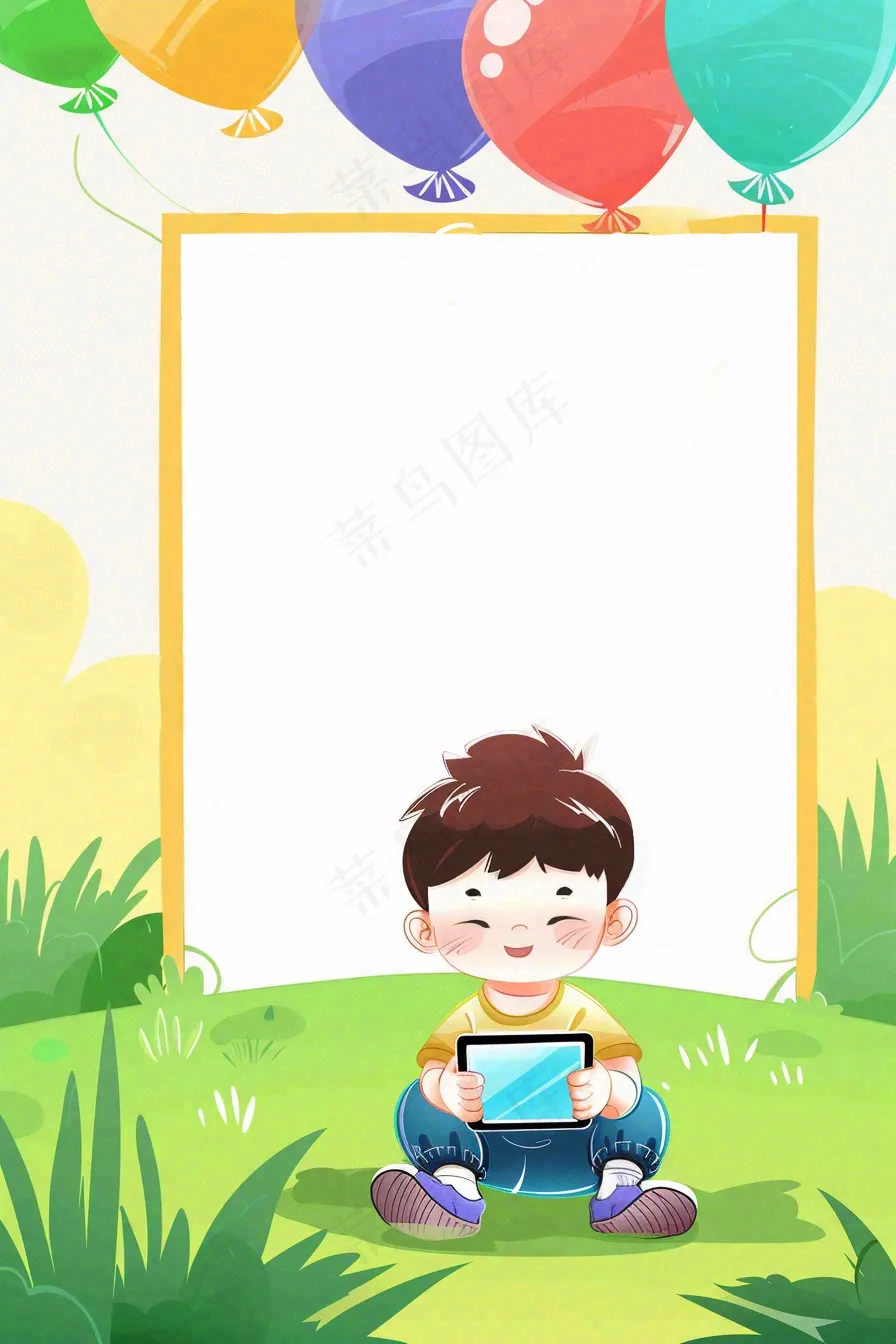 儿童节卡通插画气球版画背景