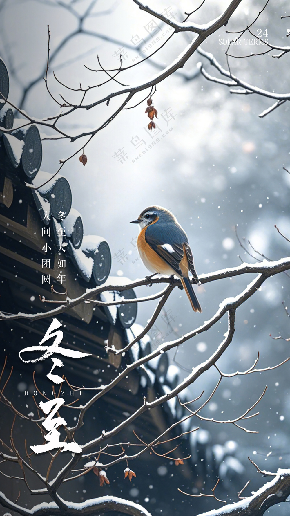 冬至大气唯美节日简约节气海报