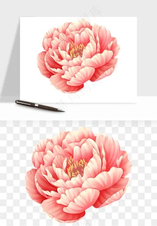 手绘国潮牡丹花花卉图案png免抠