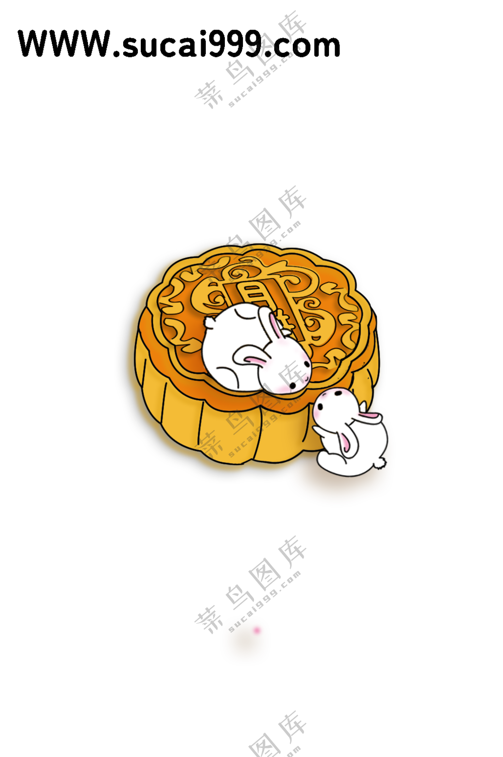 金色简笔画月饼上的兔子卡通月饼兔子中秋宣传画插图插画中秋插画