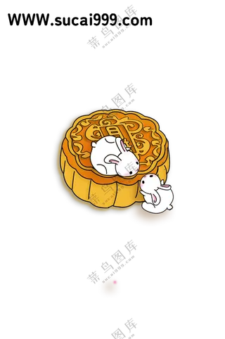 金色简笔画月饼上的兔子卡通月饼兔子中秋宣传画插图插画中秋插画