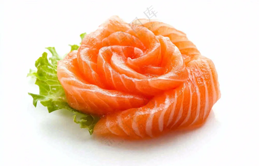 生鱼片三文鱼生菜食物摄影图