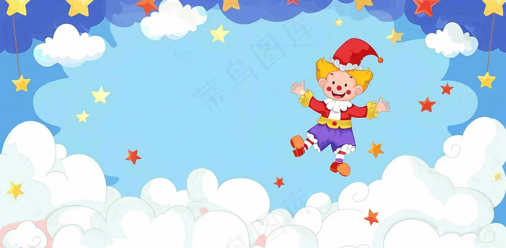 卡通插画马戏团小丑搞怪娱乐快乐表演愚人节插画背景