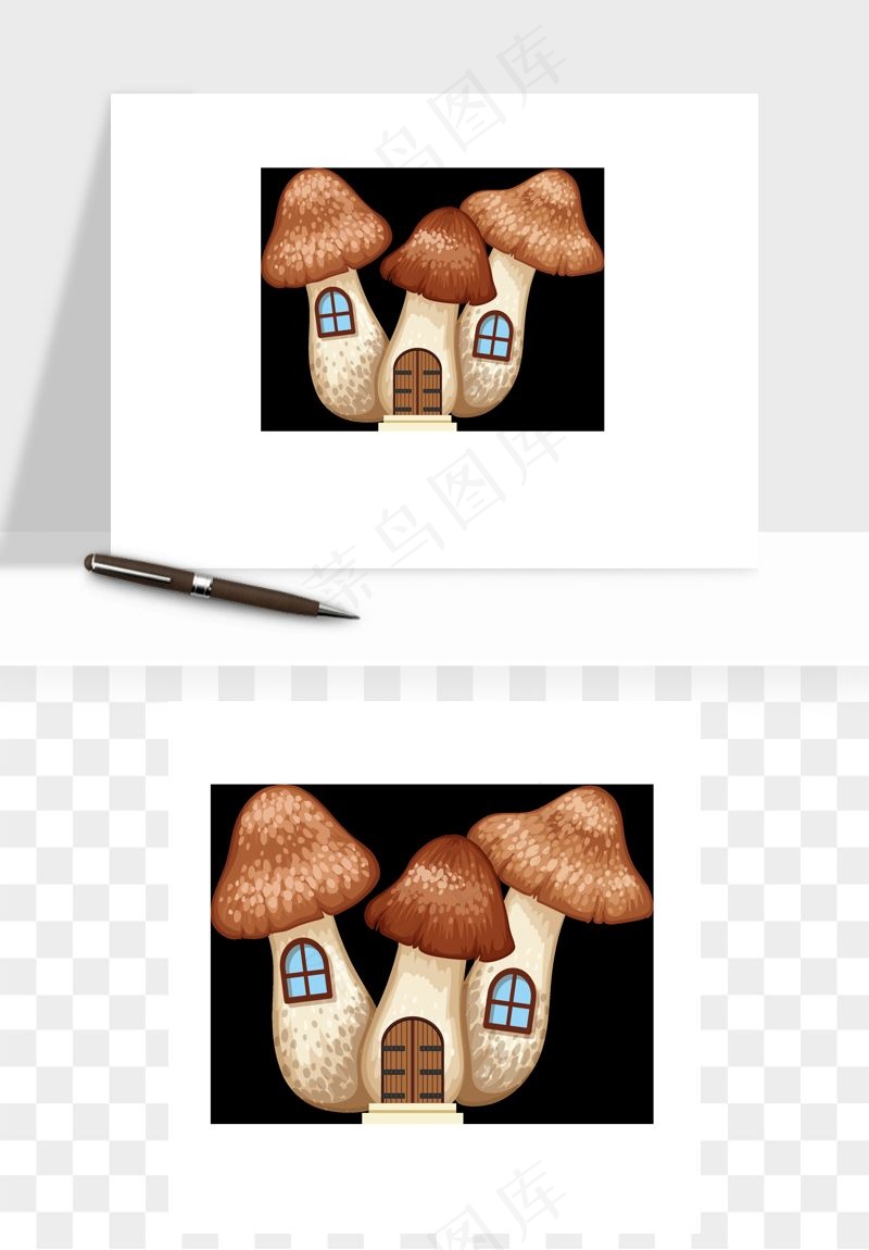 卡通蘑菇房子矢量png免抠图