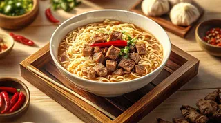 红烧牛肉面粉美食面食摄影图