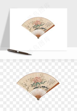 古风扇子元素png免抠