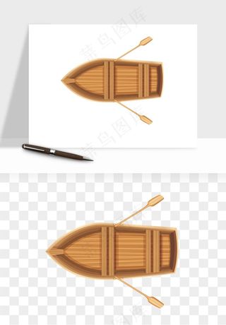 手绘木船小船png免抠