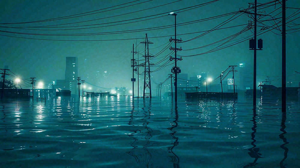 洪水自然灾害防洪预警摄影图