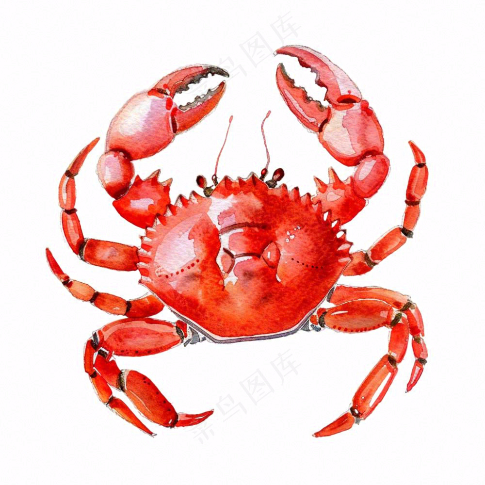 螃蟹海洋动物卡通插画免抠